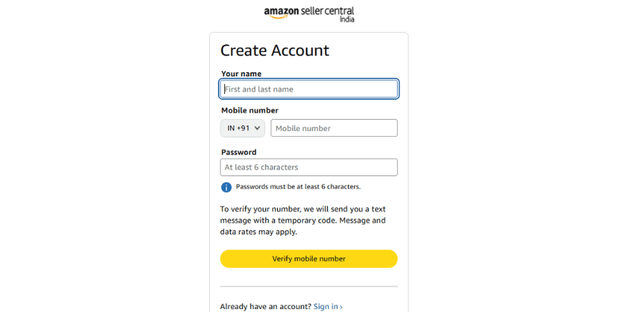 Amazon seller central India Signup Qikink