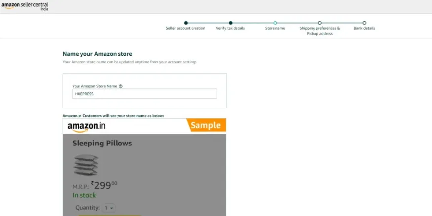 Amazon seller signup name your business qikink