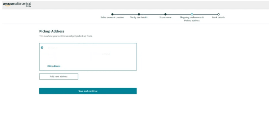 Amazon seller signup pickup address Qikink