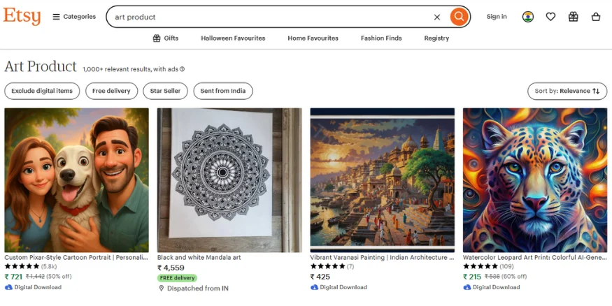 Etsy Art Products Listing Online India