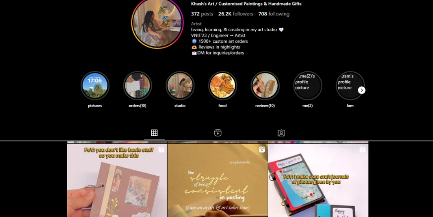 Indian art selling instagram page Qikink