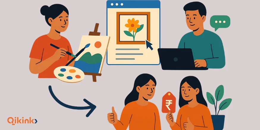 steps to sell art online in India Qikink