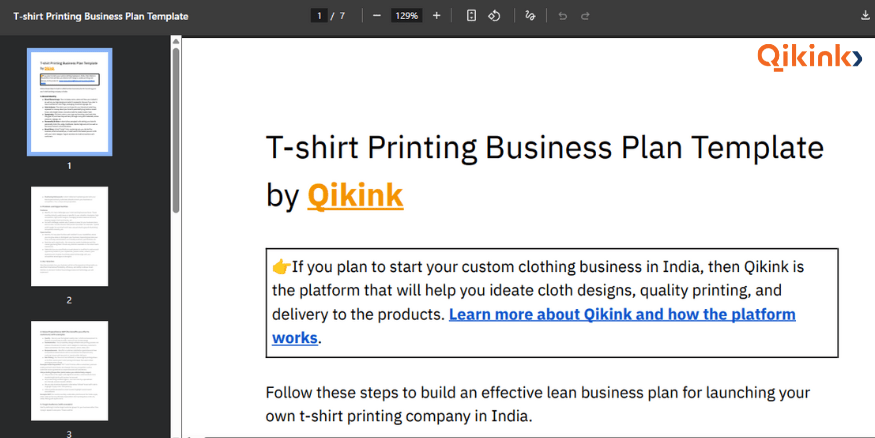 t-shirts printing business template plan Qikink