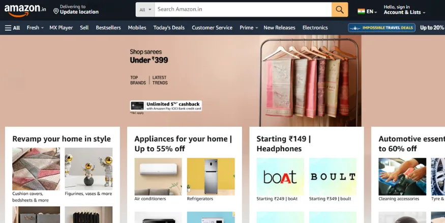 Amazon India Homepage Qikink