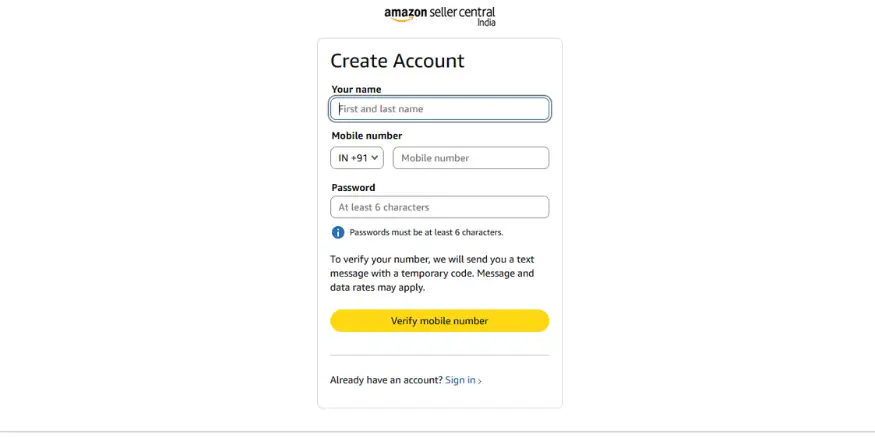 Register on Amazon Seller Central
