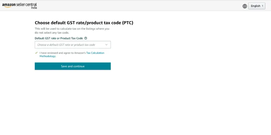 Select the Default Product Tax Code for Amazon Selling products
