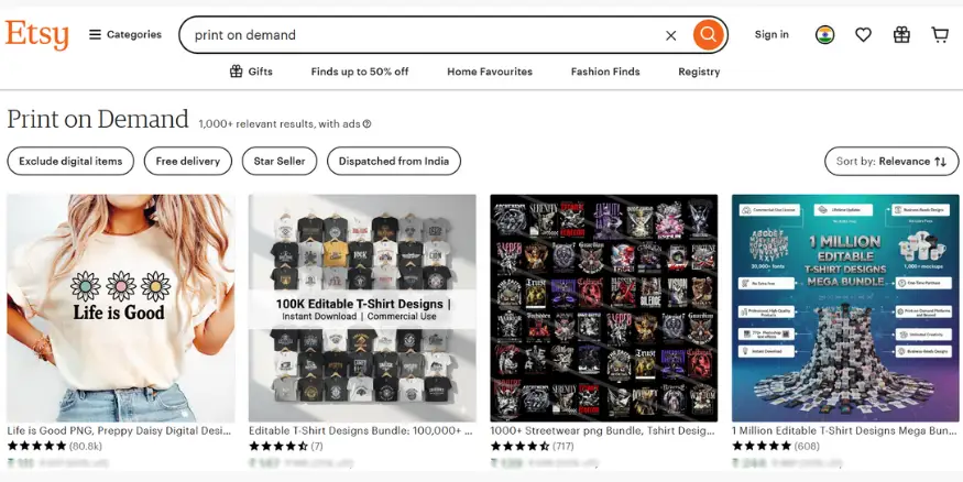 Etsy print on demand Qikink