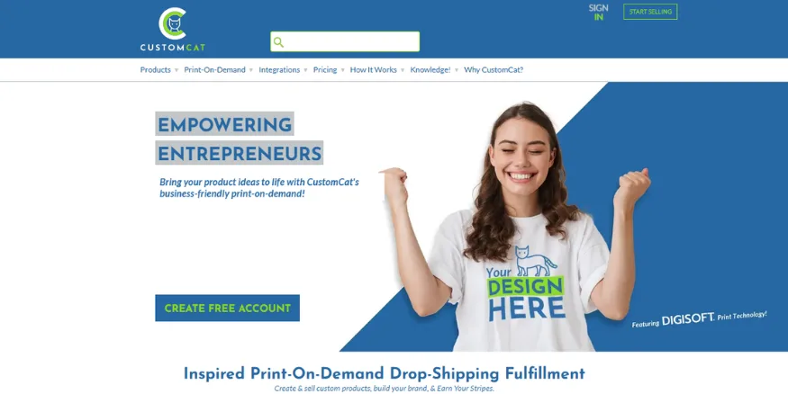 CustomCat print on demand site