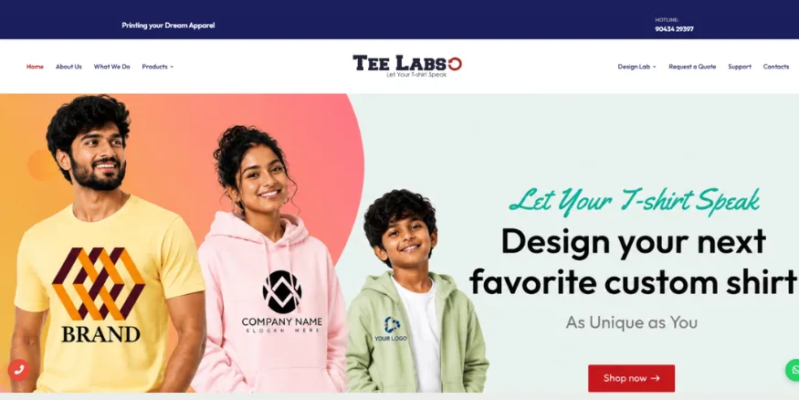 TeeLabs custom printing on apparel company in India