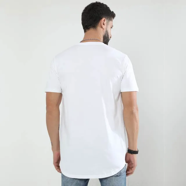 Print on Demand Men's Longline Curved T Shirt for Dropshipping | Qikink