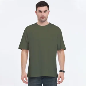 Olive green Oversized T-shirt qikink