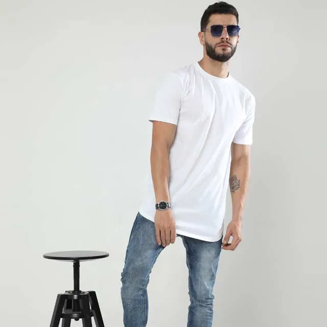 Print on Demand Men's Longline Curved T Shirt for Dropshipping | Qikink