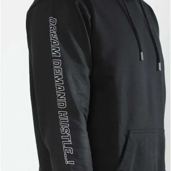 Printed black hooded sweatshirt qikink