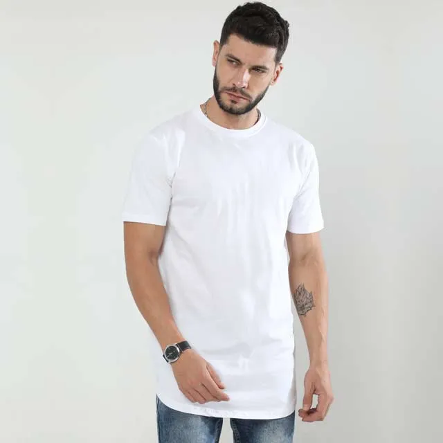 Print on Demand Men's Longline Curved T Shirt for Dropshipping