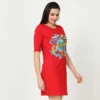 Red t-shirt dress printed qikink