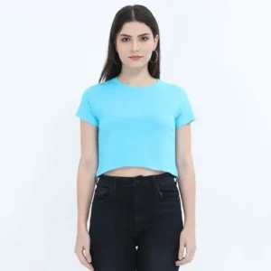 sky blue Crop top dropshipping qikink