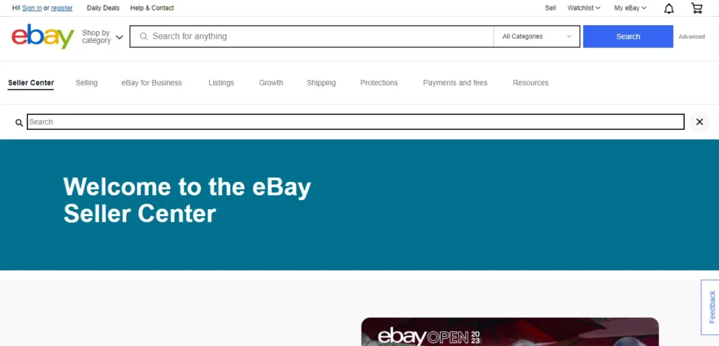 Ebay seller page