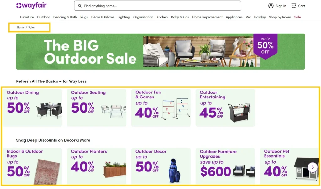 how Wayfair created a sales and coupon page-qikink