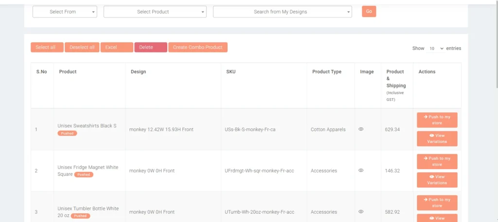 Push product to my store-Shopify product API-qikink