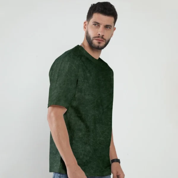 Acid wash oversized t-shirt olive green men qikink print on demand