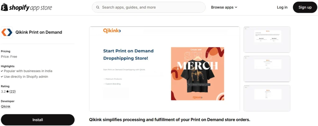 Qikink shopify apps for print on demand